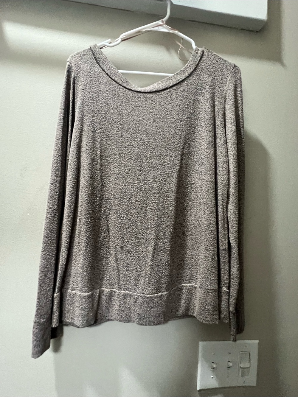 Paper Crane Neutral Taupe Scoop Neck open back Lightweight Sweater